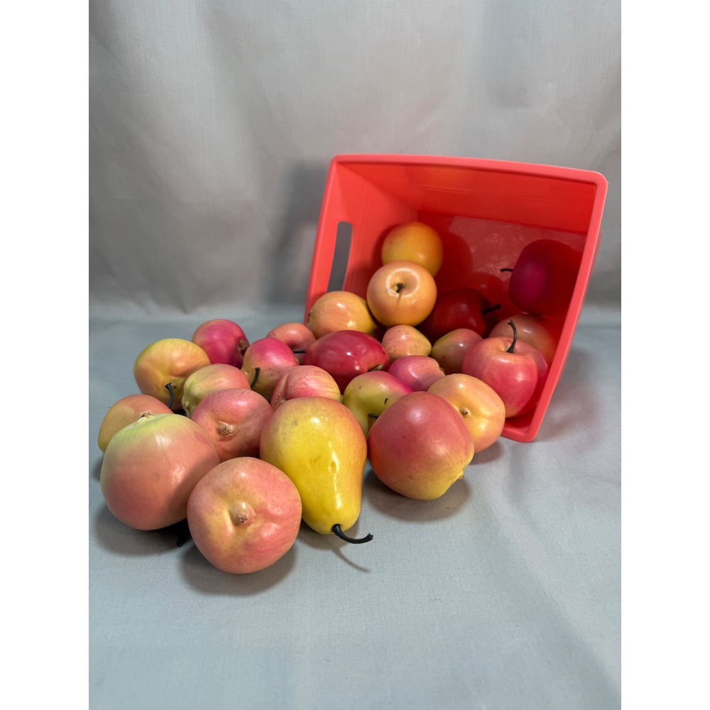 Artificial Apples Pears Realistic Faux Fruit 26 Pc Decor Farmhouse Prop Staging